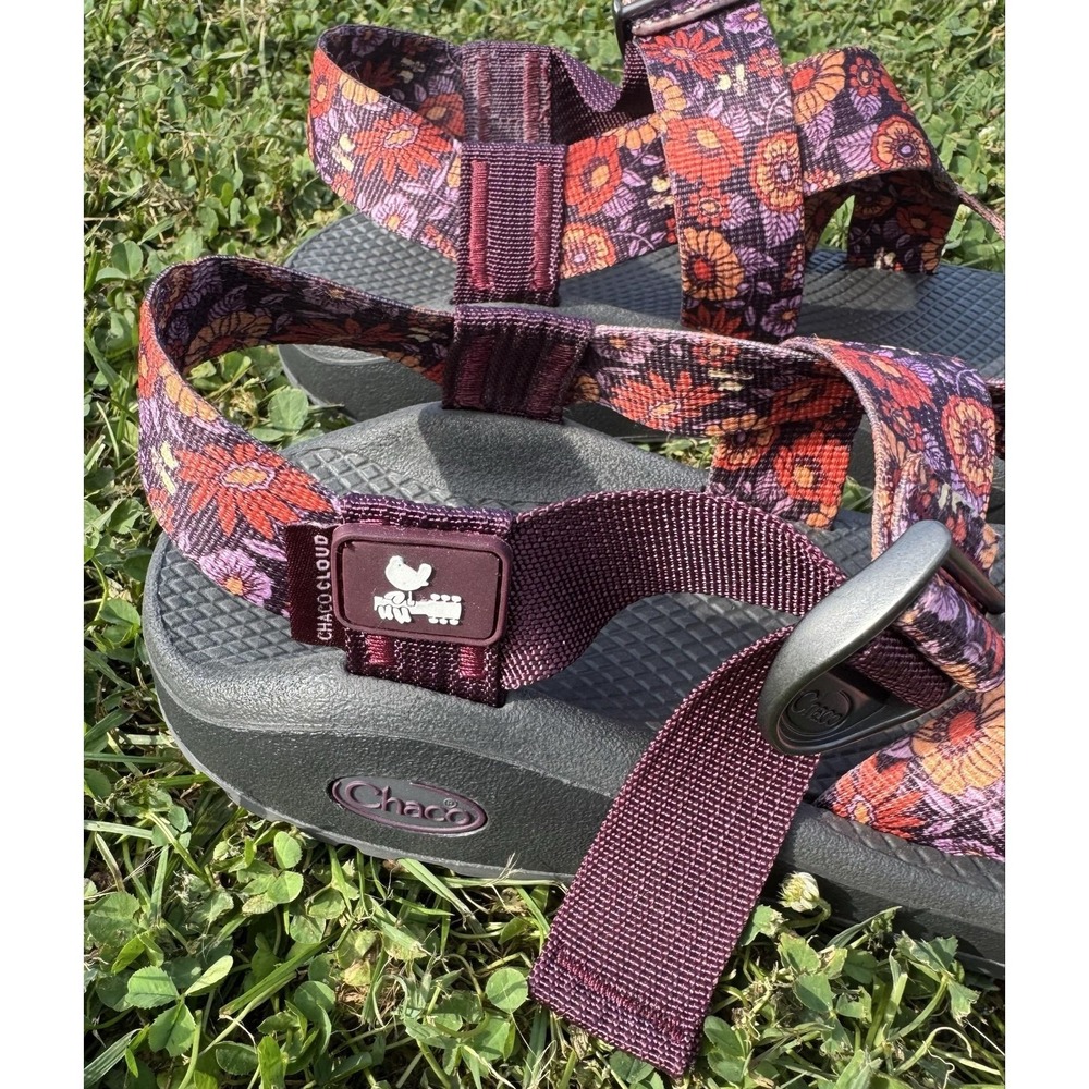 Chaco Cloud Sandals Womens Size 8 Purple Floral Strappy Adjustable Sport Comfort - Picture 5 of 8